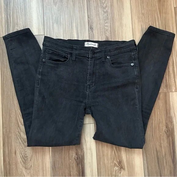 Madewell 10” High Riser Skinny Jeans Black Size 30 High Rise Stretch Denim - Picture 4 of 10